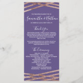 Eenvoudige Lined Roos Gold Violet Wedding Programm Programmakaart (Voorkant)