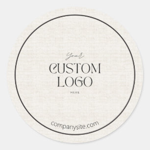 Eenvoudige Linen Business Logo Merkverpakking Ronde Sticker