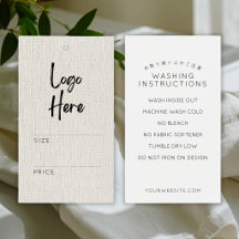Eenvoudige Linen Logo Prijs Wasinstructies Label