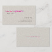 Eenvoudige Linen-oproepkaart Contactkaartje (Voorkant / Achterkant)