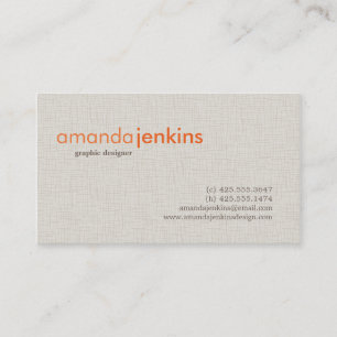Eenvoudige Linen-oproepkaart Contactkaartje