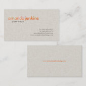 Eenvoudige Linen-oproepkaart Contactkaartje (Voorkant / Achterkant)