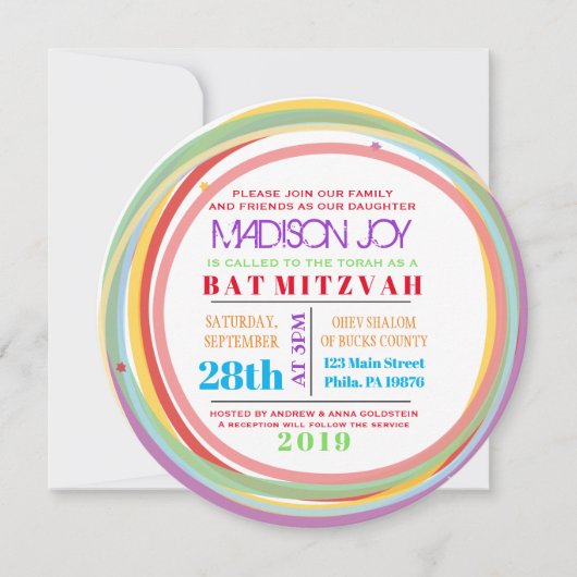 EENVOUDIGE LINES Bat Bar Mitzvah Uitnodiging (Voorkant)