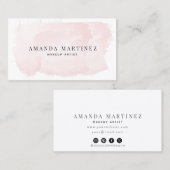 Eenvoudige linkse sociale media met roze Waterverf Visitekaartje (Voorkant / Achterkant)