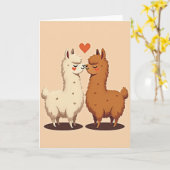 Eenvoudige Llama Liefde Kus Kaart (Gele Bloem)