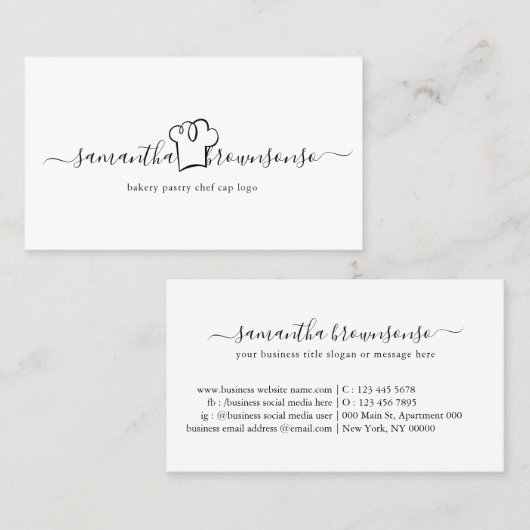 Eenvoudige logo bakkersgebak pet visitekaartje (Voorkant / Achterkant)