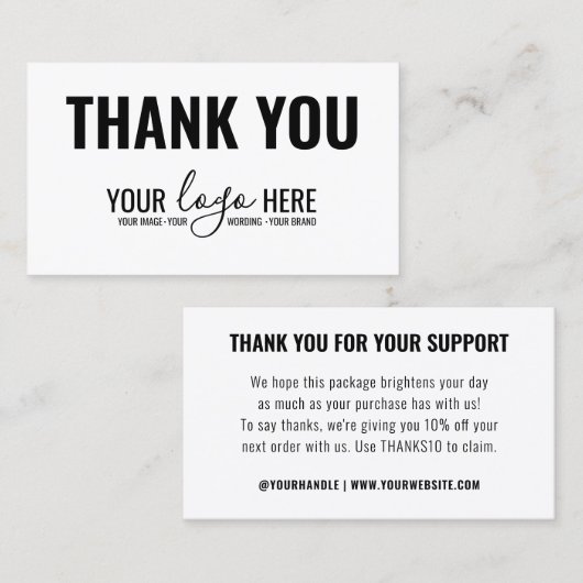 Eenvoudige Logo Bedrijfs het Brandmerken Dank u Visitekaartje (Voorkant / Achterkant)
