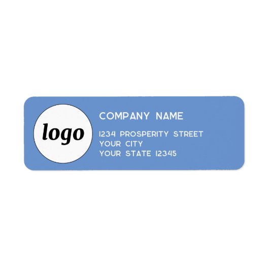 Eenvoudige Logo branding blauw bedrijf retouradres Etiket (Voorkant)