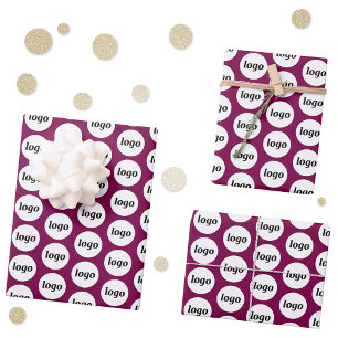 Eenvoudige Logo Business Branding Patroon Magenta  Inpakpapier Vel