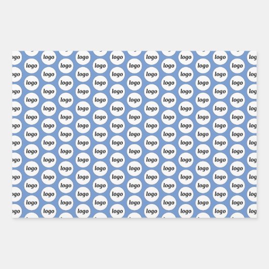 Eenvoudige Logo Business Branding Pattern Blauw Inpakpapier Vel (Voorkant)