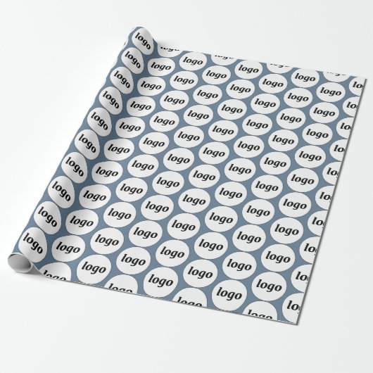Eenvoudige Logo Business Pattern Dusty Blue Cadeaupapier (Uitgerold)