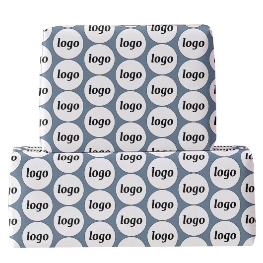 Eenvoudige Logo Business Pattern Dusty Blue Cadeaupapier