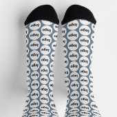 Eenvoudige Logo Business Pattern Dusty Blue Sokken (Top)