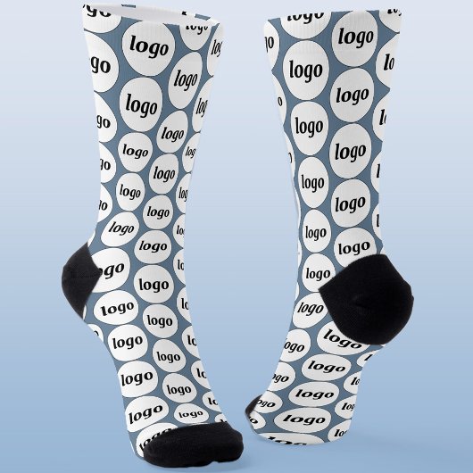 Eenvoudige Logo Business Pattern Dusty Blue Sokken