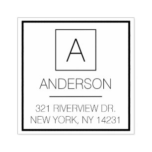 Eenvoudige Logo Eenvoudige Monogram Naam Terugkeer Rubberstempel