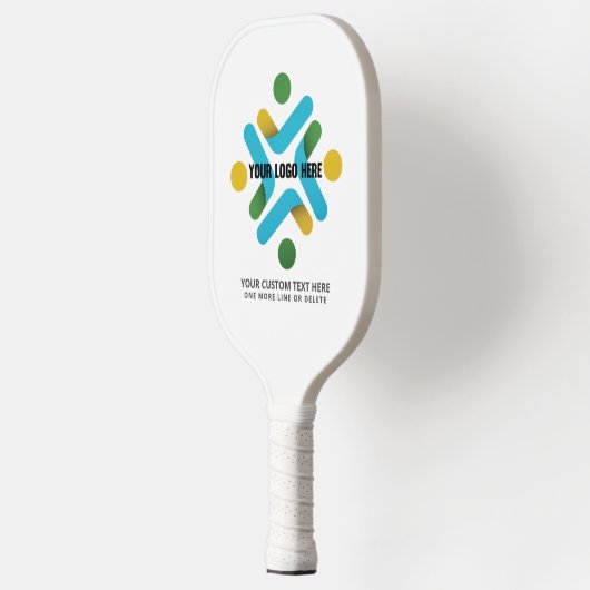 Eenvoudige Logo en aangepaste tekst wit Pickleball Paddle (Links)