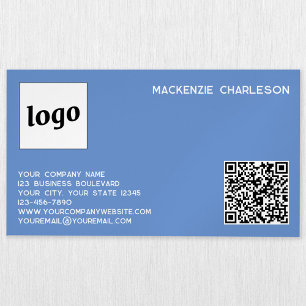 Eenvoudige Logo en QR Code Blauw Magnetisch Visitekaartje