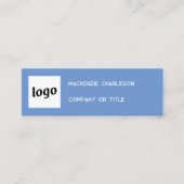 Eenvoudige Logo en QR Code Blauw Mini Visitekaartje (Voorkant)