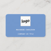 Eenvoudige Logo en QR Code Blauw Visitekaartje (Voorkant)