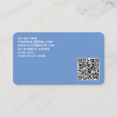 Eenvoudige Logo en QR Code Blauw Visitekaartje (Achterkant)