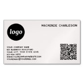 Eenvoudige Logo- en QR-code Blush roze Magnetisch Visitekaartje (Voorkant)