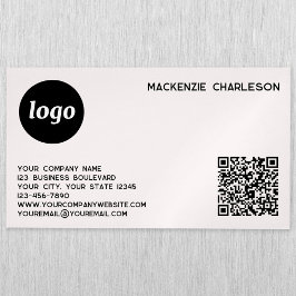 Eenvoudige Logo- en QR-code Blush roze Magnetisch Visitekaartje