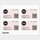 Eenvoudige Logo- en QR-code Blush roze Rechthoekige Sticker (Vel)