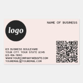 Eenvoudige Logo- en QR-code Blush roze Rechthoekige Sticker (Voorkant)