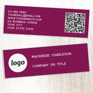 Eenvoudige Logo en QR Code Cherry Pink Magenta Mini Visitekaartje