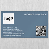 Eenvoudige Logo en QR-code Dusty Blue Grey Magnetisch Visitekaartje