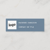 Eenvoudige Logo en QR-code Dusty Blue Grey Mini Visitekaartje (Voorkant)