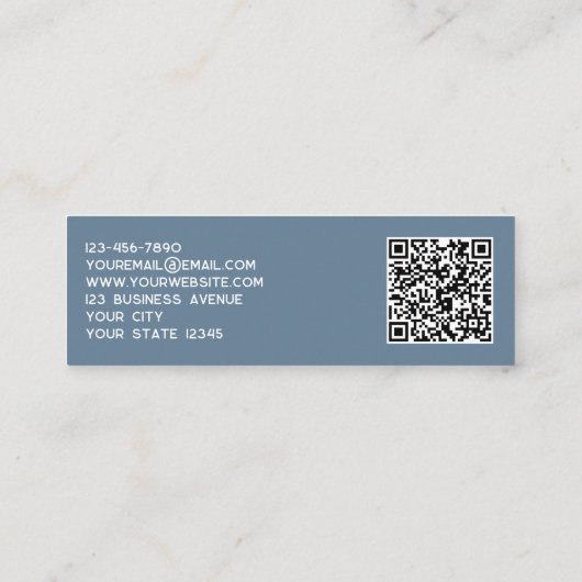 Eenvoudige Logo en QR-code Dusty Blue Grey Mini Visitekaartje (Achterkant)