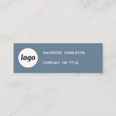 Eenvoudige Logo en QR-code Dusty Blue Grey Mini Visitekaartje (Voorkant)