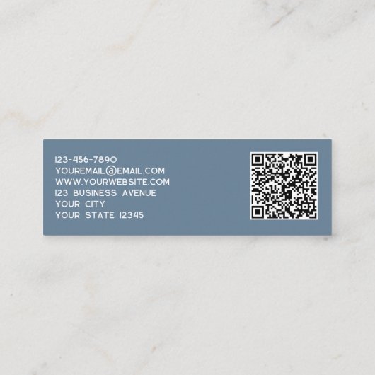 Eenvoudige Logo en QR-code Dusty Blue Grey Mini Visitekaartje (Achterkant)