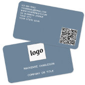 Eenvoudige Logo en QR-code Dusty Blue Grey Visitekaartje