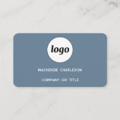 Eenvoudige Logo en QR-code Dusty Blue Grey Visitekaartje (Voorkant)