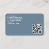 Eenvoudige Logo en QR-code Dusty Blue Grey Visitekaartje (Achterkant)