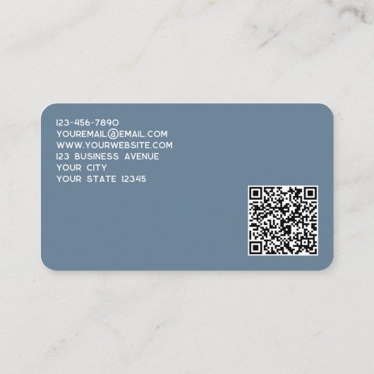 Eenvoudige Logo en QR-code Dusty Blue Grey Visitekaartje (Achterkant)
