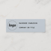 Eenvoudige Logo en QR Code Dusty Powder Blue Mini Visitekaartje (Voorkant)