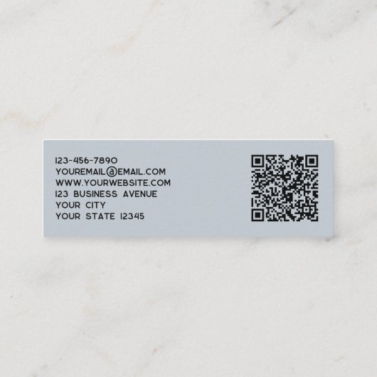 Eenvoudige Logo en QR Code Dusty Powder Blue Mini Visitekaartje (Achterkant)