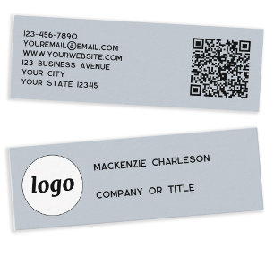 Eenvoudige Logo en QR Code Dusty Powder Blue Mini Visitekaartje