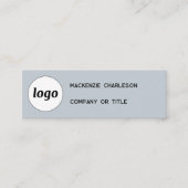 Eenvoudige Logo en QR Code Dusty Powder Blue Mini Visitekaartje (Voorkant)
