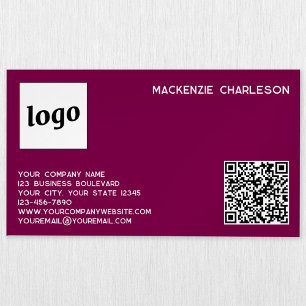 Eenvoudige Logo en QR Code Magenta Roze Magnetisch Visitekaartje