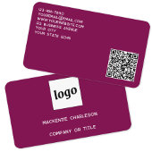 Eenvoudige Logo en QR Code Magenta Roze Visitekaartje