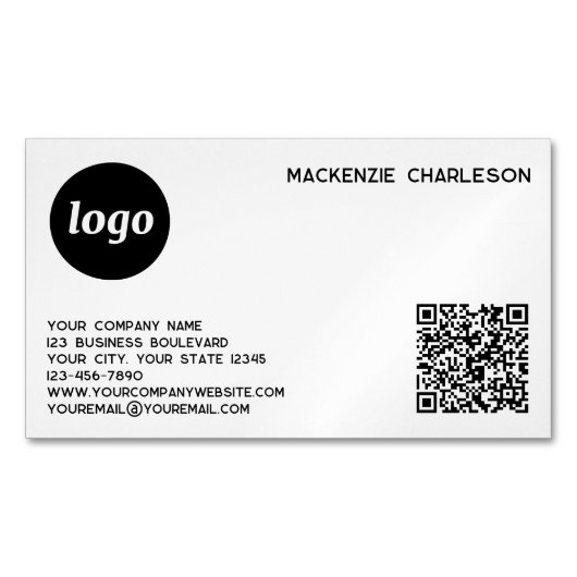 Eenvoudige Logo- en QR-code Magnetisch Visitekaartje (Voorkant)