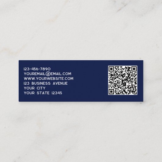 Eenvoudige Logo en QR-code Navy Blue Mini Visitekaartje (Achterkant)