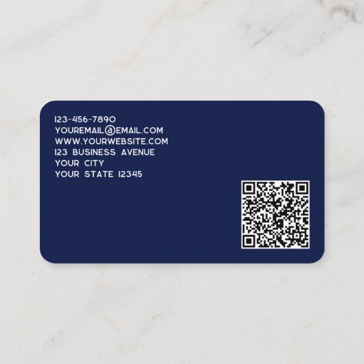 Eenvoudige Logo en QR-code Navy Blue Visitekaartje (Achterkant)