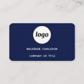 Eenvoudige Logo en QR-code Navy Blue Visitekaartje (Voorkant)