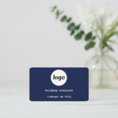 Eenvoudige Logo en QR-code Navy Blue Visitekaartje (Staand voorkant)