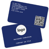 Eenvoudige Logo en QR-code Navy Blue Visitekaartje